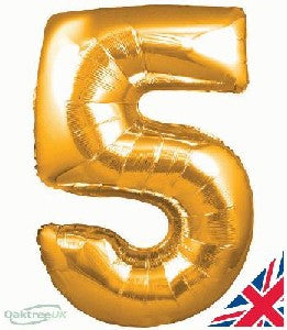 Foil Balloon - SS 5 Gold 34 inch