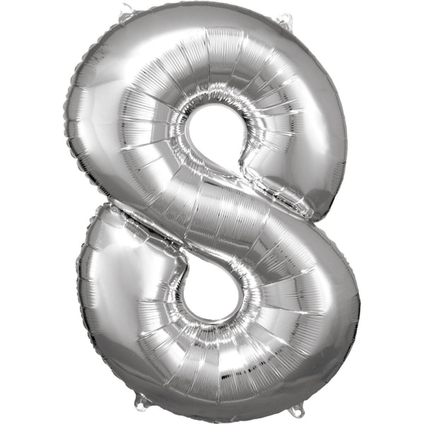 Foil Balloon Super Shape 8 Silver 34inch