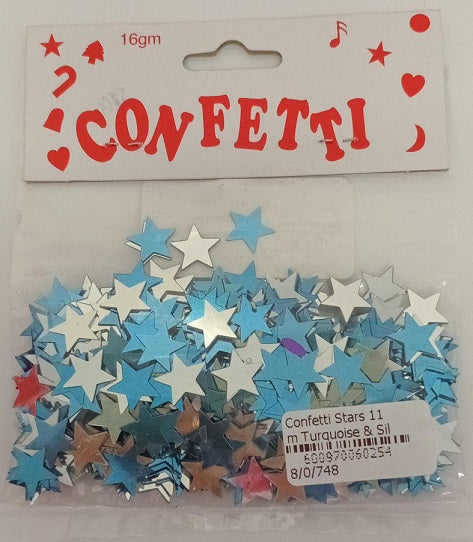 Confetti Stars 11mm Blue &amp; Silver