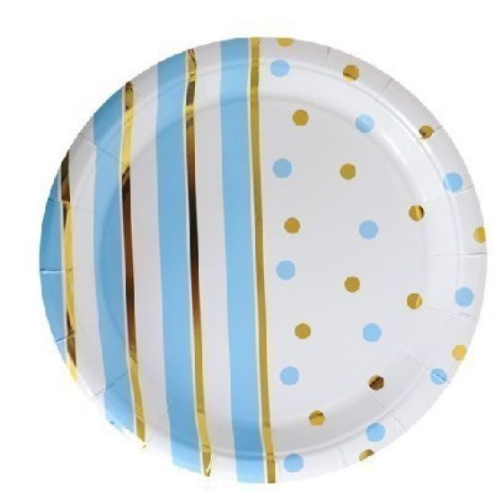 Plates - Stripes &amp; Dots Light Blue (10)