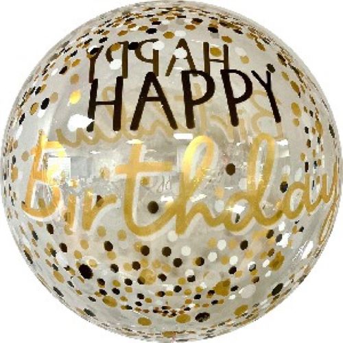 Bobo Balloon Happy Birthday Fizz Gold 51cm