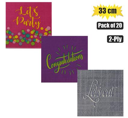 Serviettes Words 20pc