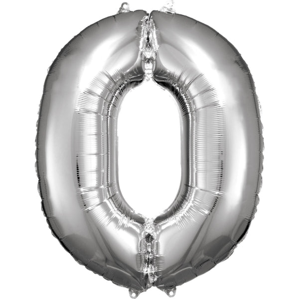 Foil Balloon Super Shape 0 Silver 34inch