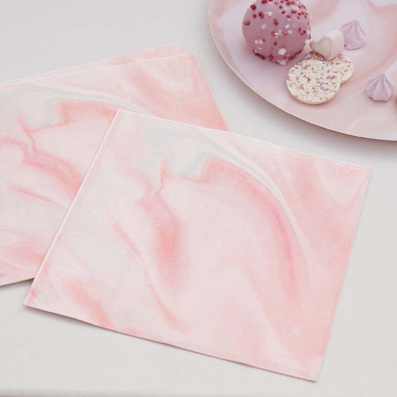 Serviettes - Pink Marble Print (16)