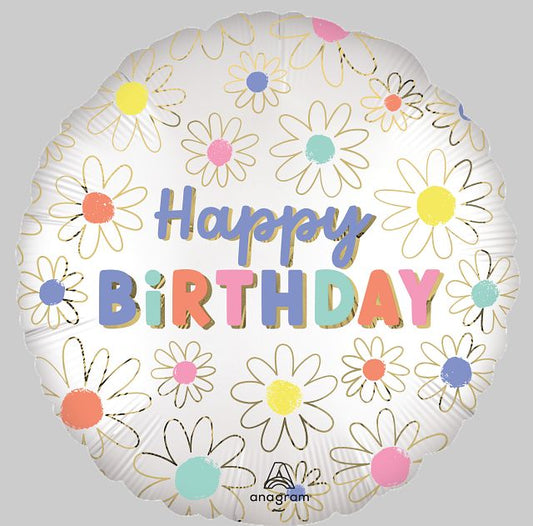 Foil Balloon - Happy birthay Daisies