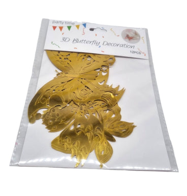 Buuterfly Decor 12pc Gold