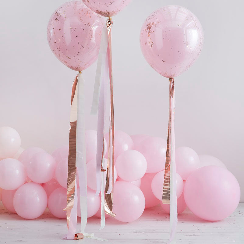 Balloon Tail Rose Gold &amp; Pink Streamers
