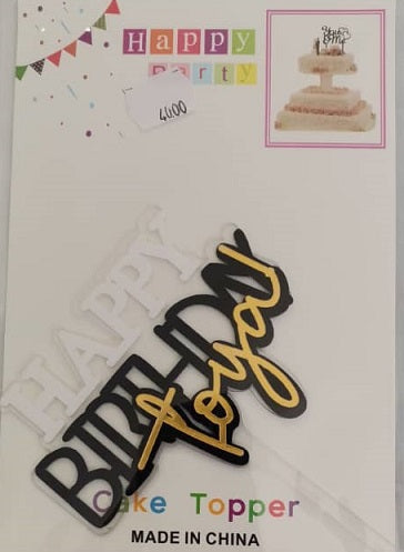 Cake Topper - HBD to You Black/Gold