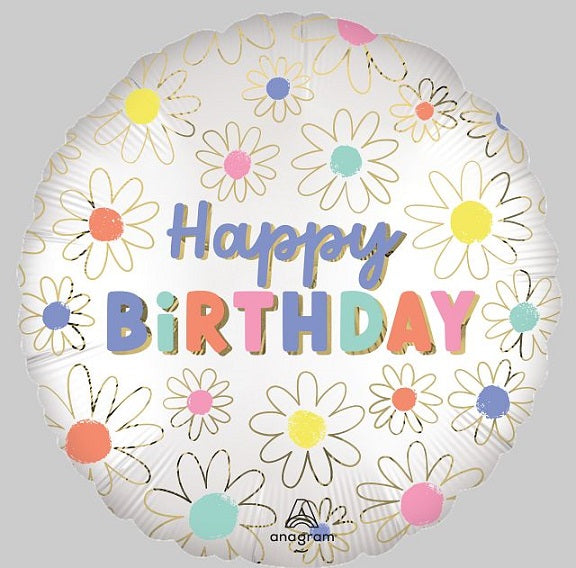 Foil Balloon - Happy birthay Daisies