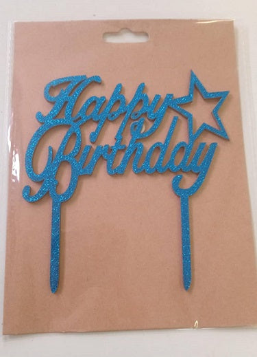 Cake Topper - Happy BDay Glitter Asst