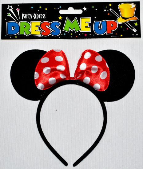 Minnie Ears w/Red Bow Wht Dots Aliceband