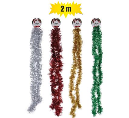 Xmas Tinsel Garland 7cm x 2m asstd