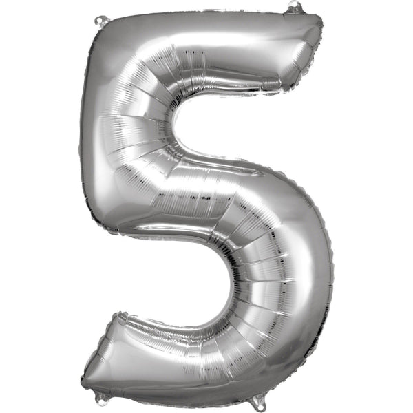 Foil Balloon Super Shape 5 Silver 34inch
