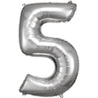 Foil Balloon Super Shape 5 Silver 34inch