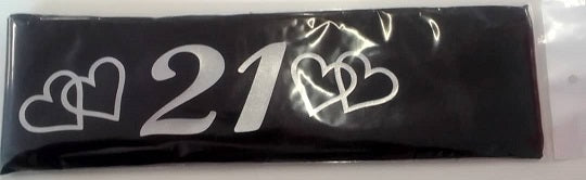 Sash 21st Black & Silver Glitter