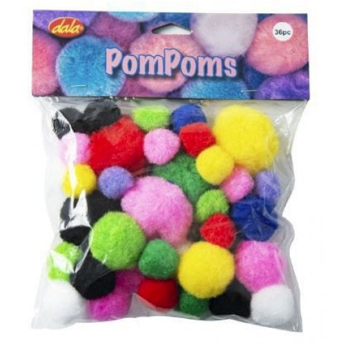 Pom Poms asst 20mm/40mm 36pce