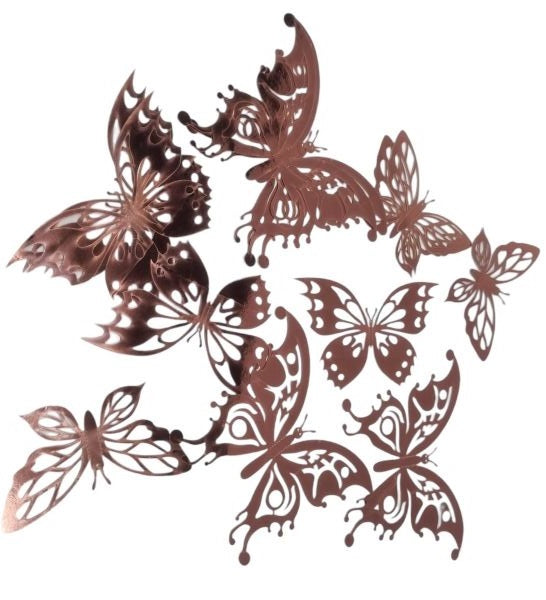 Butterfly Decor 12pc Rosegold