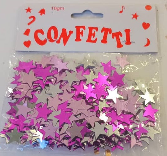 Confetti Stars Pink & Silver 11mm
