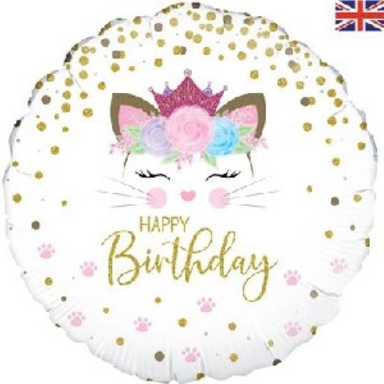 Foil Balloon - Happy Birthday Kitten