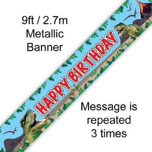 Dinosaur Happy Birthday Banner 2.7m