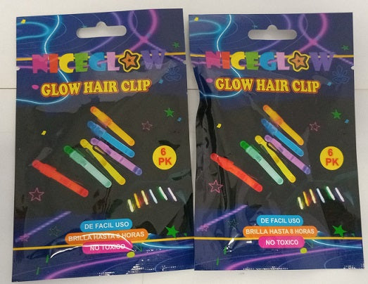 Glow Hair Clip 6pc