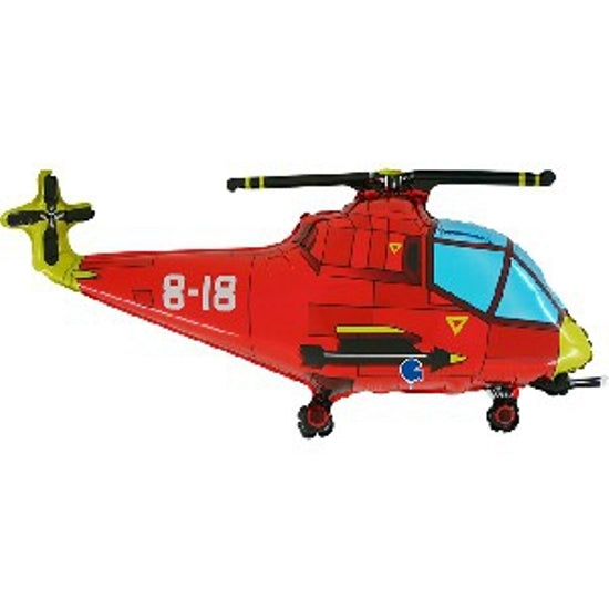 Foil Balloon Super Shape Red Helicopter 37inch