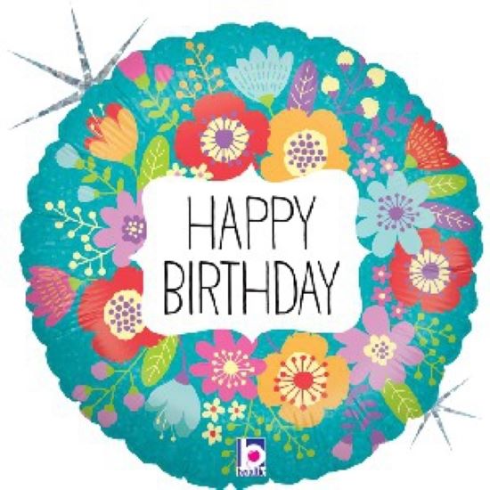 Foil Balloon - Happy Birthday Wild Flowers