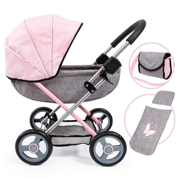 Cosy Doll Pram w/Bag &amp; Acc Pink