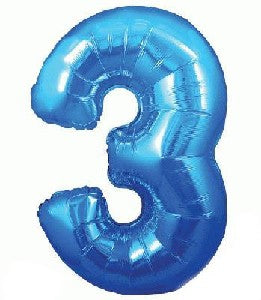 Foil Balloon - SS 3 Blue 34 inch