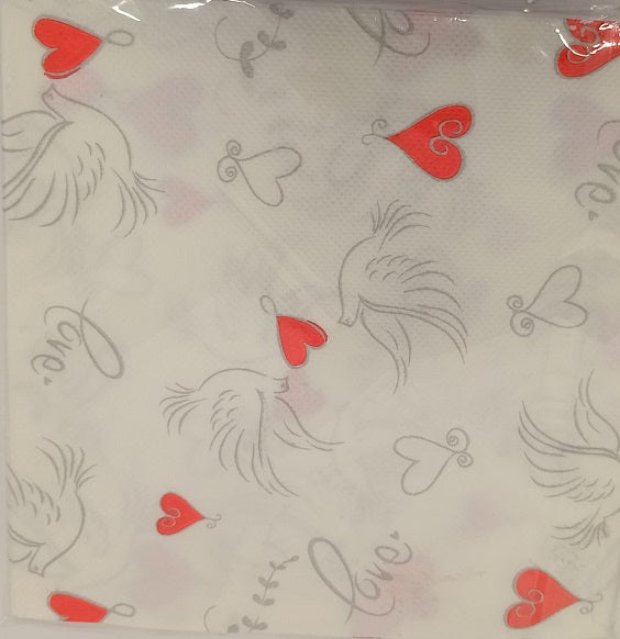 Serviettes - Hearts & Birds (20)