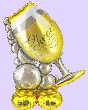 Foil Balloon Cheers Glass