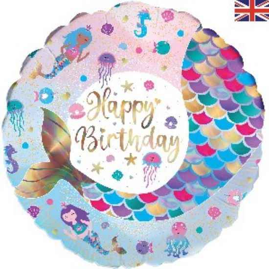 Foil Balloon Happy Birthday Shimmering Mermaid