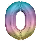 Foil Balloon Super Shape 0 Rainbow Pastel 34inch