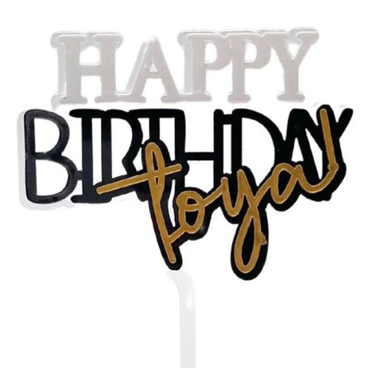 Cake Topper - HBD to You Black/Gold