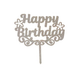 Cake Topper - Happy BDay Silver Glitter