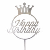 Cake Topper Happy Birthday Silver