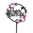 Cake Topper HBDay Floral Black