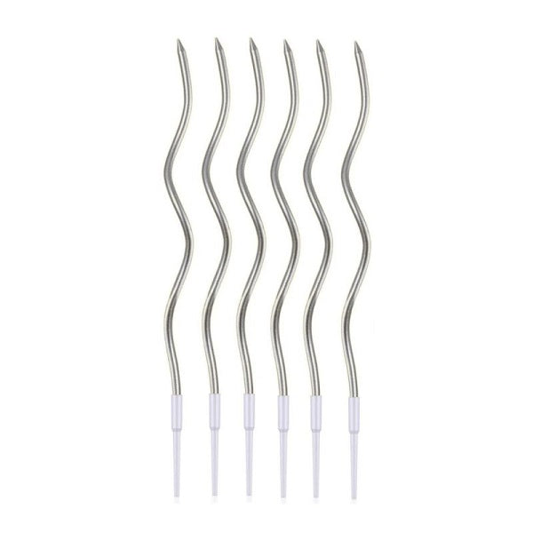 Candles - Spiral Silver 6pc