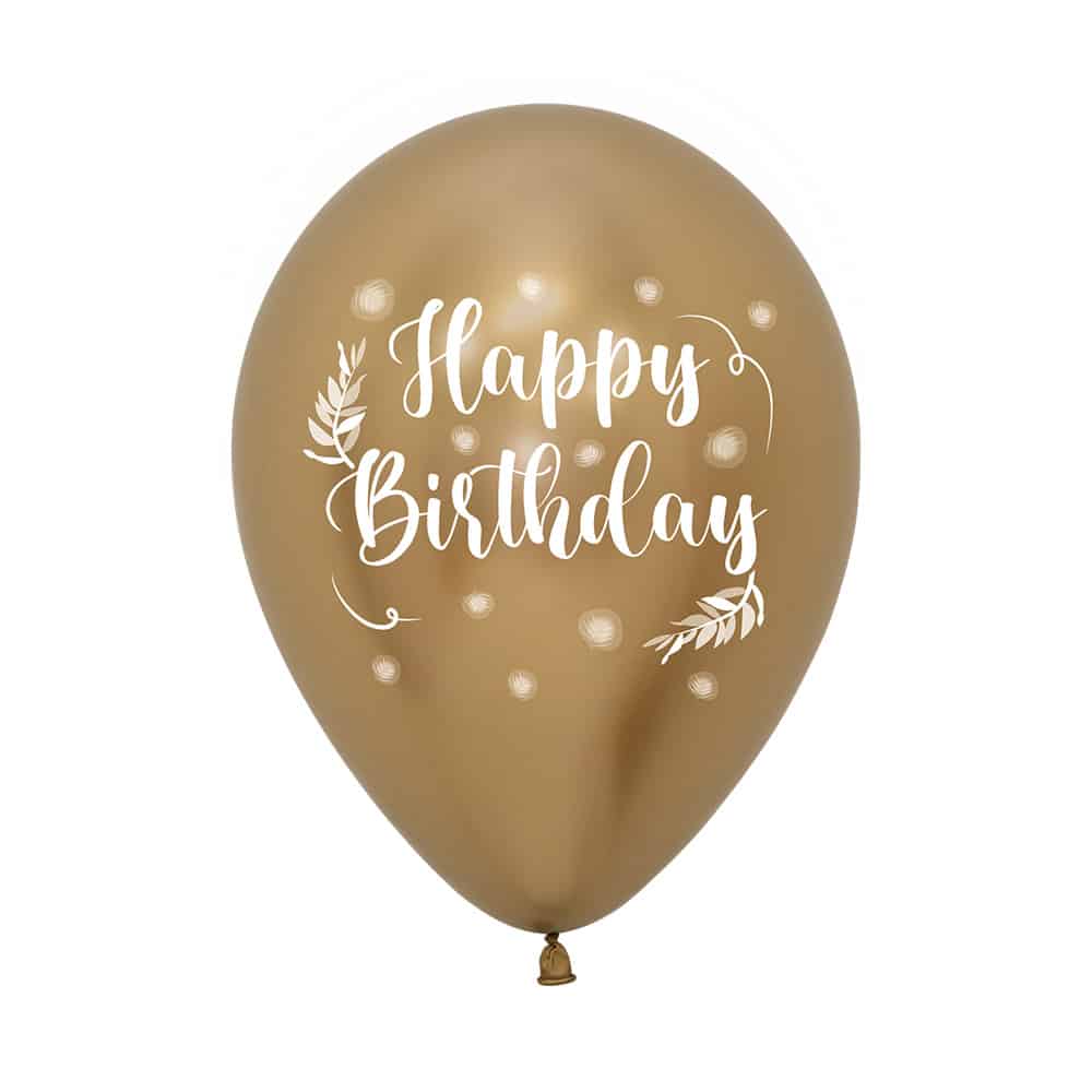 Balloon - Latex HBD Vintage  Reflex Gold