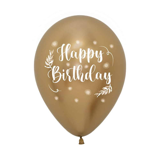 Balloon - Latex HBD Vintage  Reflex Gold