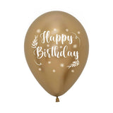 Balloon - Latex HBD Vintage  Reflex Gold