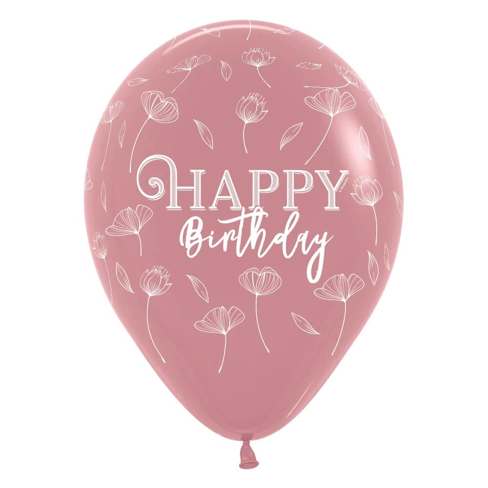 Balloon - Latex HBD Blossom Rosegold