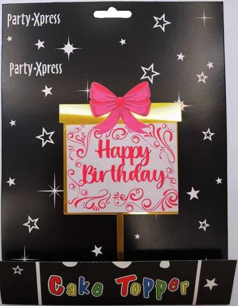 Cake Topper Present Pink