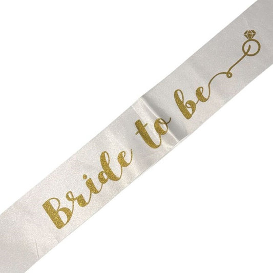 Hen Party - Sash Bride2Be Gold on Wht