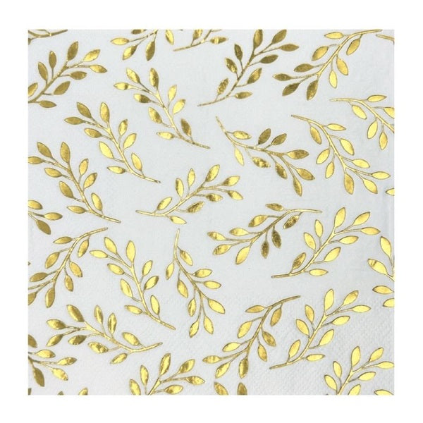 Serviettes - Fern Leaf Gold 20pc