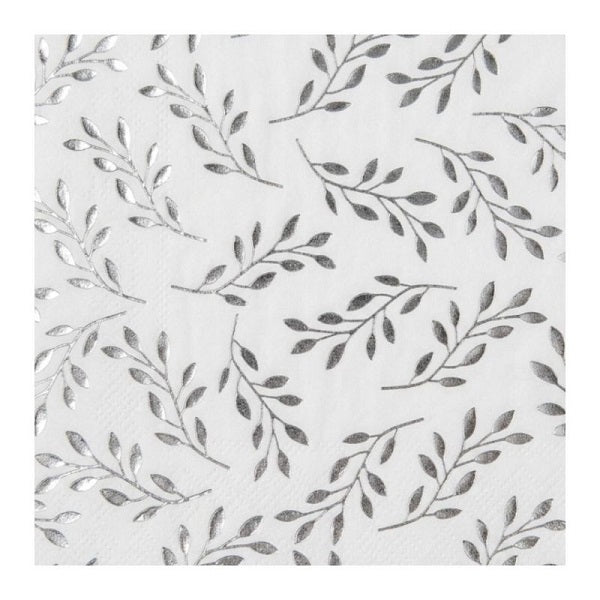 Serviettes - Fern Leaf Silver 20pc