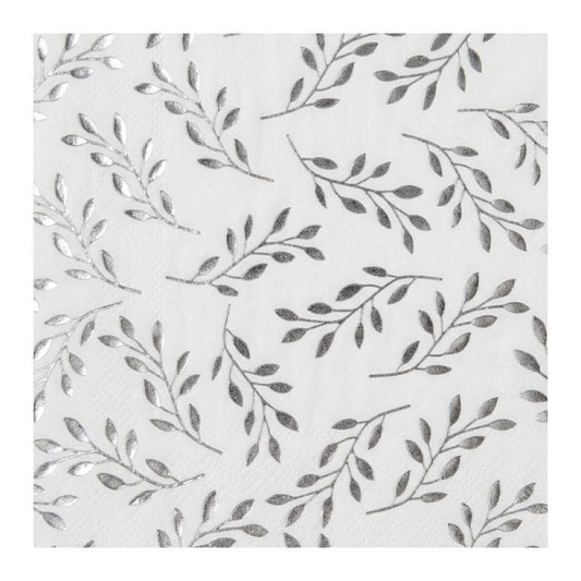 Serviettes - Fern Leaf Silver 20pc