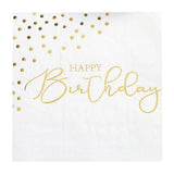 Serviettes - Happy Birthday Gold 20pc