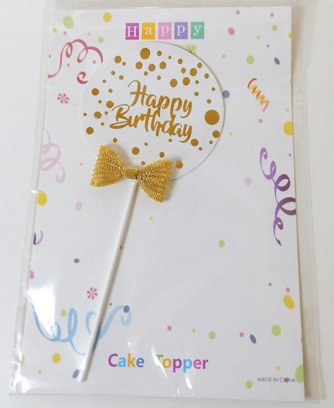 Cake Topper - Happy Bday w/Bows