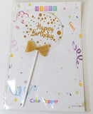 Cake Topper - Happy Bday w/Bows